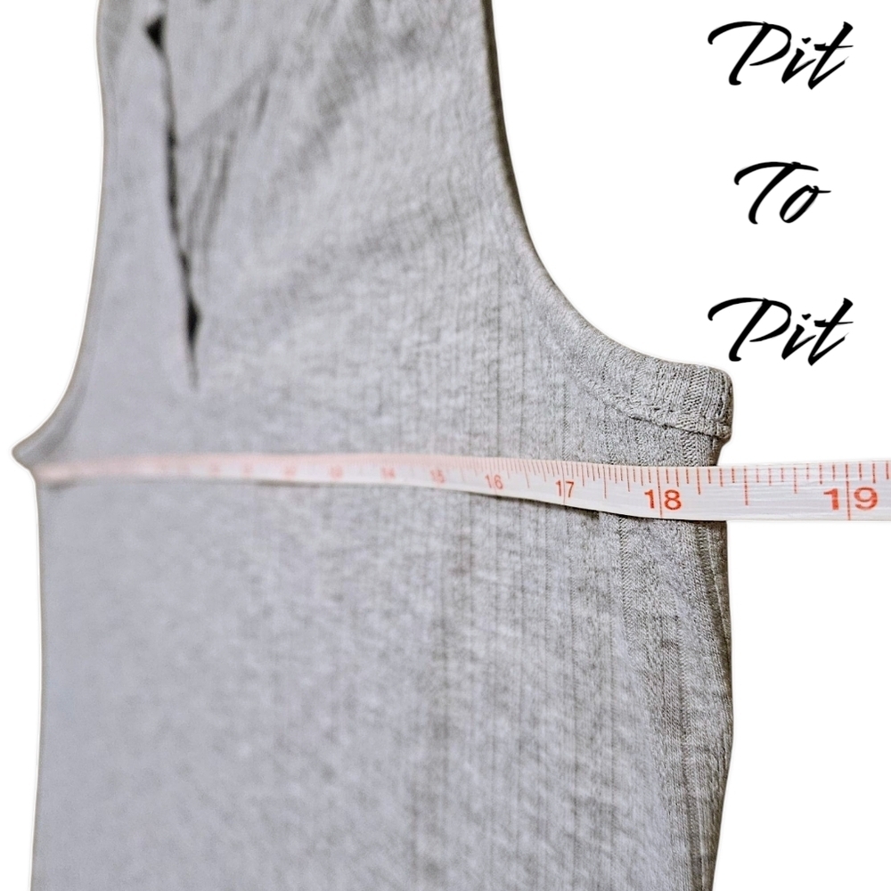 P.S. Kate Women's Gray Ribbed Tank Top Medium | Minimalist Normcore Basic Casual - Picture 8 of 9